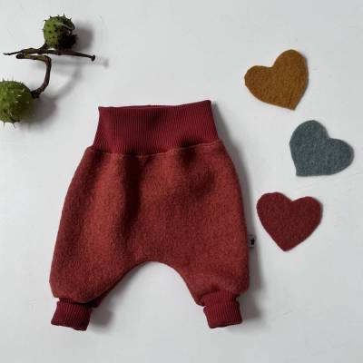 WALKHOSE Gr.62-86 aus Wollwalk – Baggyhose in Kupfer, Ocker, Mint für Baby & Kind von zimtblüte
