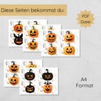 2 Teile Halloween Kürbis Puzzle für Kinder zum Ausdrucken, Hälfte zuordnen Spiel Bild 2