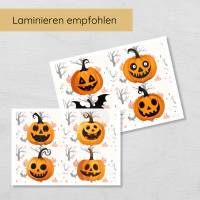 2 Teile Halloween Kürbis Puzzle für Kinder zum Ausdrucken, Hälfte zuordnen Spiel Bild 3