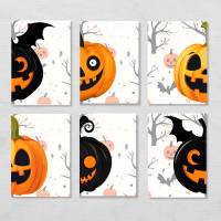 2 Teile Halloween Kürbis Puzzle für Kinder zum Ausdrucken, Hälfte zuordnen Spiel Bild 6