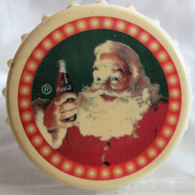 Coca-Cola- Flaschenöffner-Weihnachtsmann Metall/Kunststoff , aus den 80er Jahren
