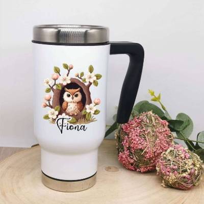 Thermobecher Kaffee to go Becher personalisiert mit Namen Eule Geschenk Weihnachten