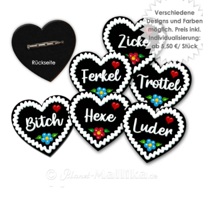 Anstecker personalisiert Lebkuchenherz Oktoberfest Wiesn JGA Braut Team personalisierbar Name Datum Spruch witzig