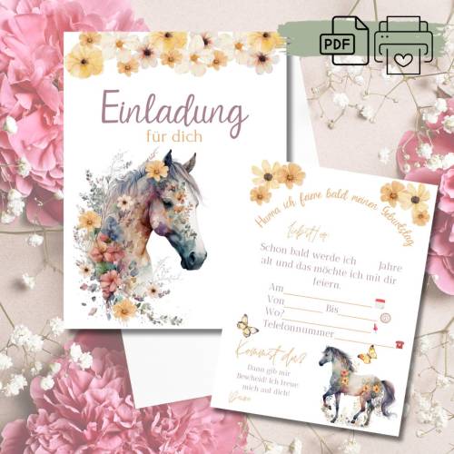 Einladung zum Kindergeburtstag Pferd zum Ausdrucken