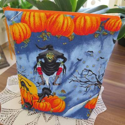 Halloween Tasche schaurig schön XXL Kulturbeutel Katzen Geschenkbeutel Deko