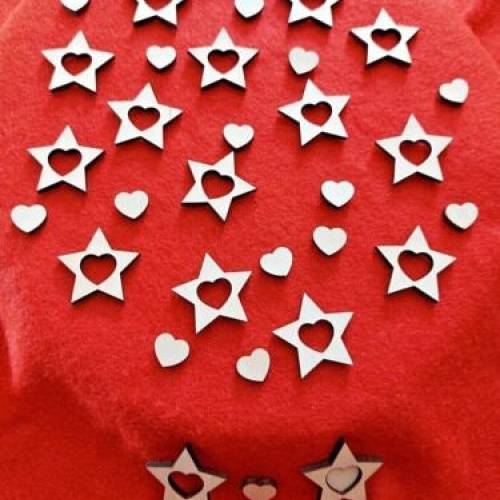 Advent Weihnachtssterne mit Herz 34tlg. Tischdekoration Tischstreu Streu zum Basteln dekorieren Streudeko DIY