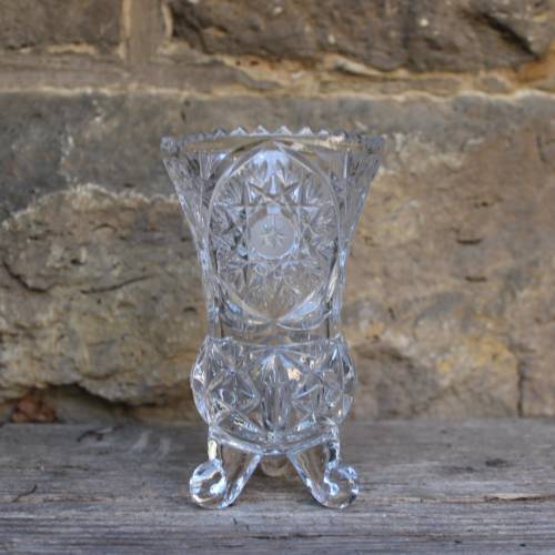 Vase Fußvase 24 % Bleikristall Anna Hütte Stern Dekor 60er 70er Jahre DDR