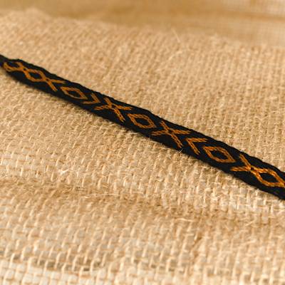 handgewebtes Armband, Freundschaftsband, Baumwolle, schwarz-braun, Brettchenweben