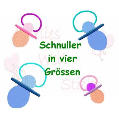 Stickdatei Schnuller in 4 Größen ab dem 10x10 Rahmen Stickmuster baby gesschenk muttertag windel besticken schnulli oma 