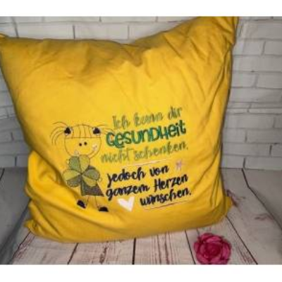 Sehr schönes Kissen Gesundheid Wünsche HerzenKissen  Geschenk 50x 50cm