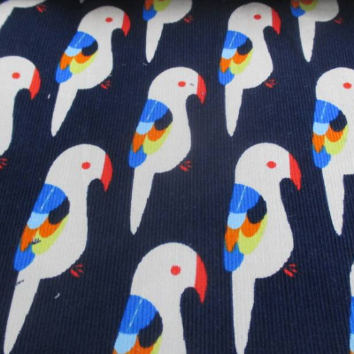 Cord Feincord Babycord Papagei blau 1m/10,-€)