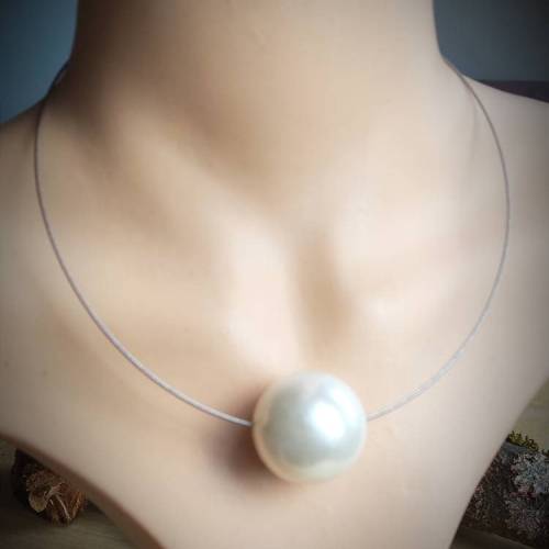 Aluminiumdraht-Halsreif , Halsreif silber , barockes Perlencollier,Medusa,offene Halskette, perlenkette silber,,Halsreif