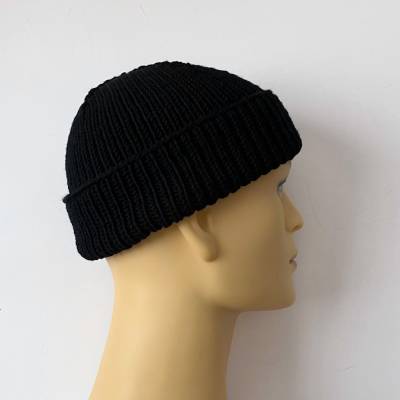 Fischermütze SIMON für Herren Schwarz handgestrickt aus Wolle Männermütze von zimtblüte