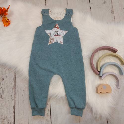 Strampler zum Wenden, doppellagig, forest friends, mint meliert, Gr. 50-98 – Bequemer Babystrampler