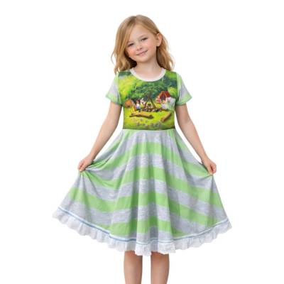 Handmade Drehkleid- Bibi und ihre Freunde // Sommerkleid Mädchen grün aus Jersey //