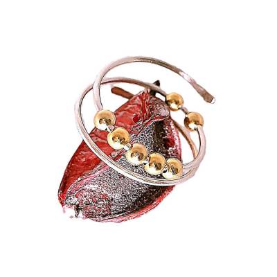 Kugelring Spinning-Ring Anti-Stress-Ring Fidget-Ring aus 925 Silber mit 7 vergoldeten Kugeln