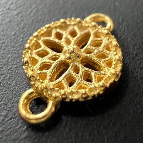 Rundes Zwischenelement aus vergoldetem 925-Silber, ideal für Armbänder | T48