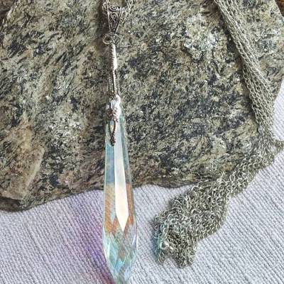 Elbenschmuck, Kristallpendel,Elfenkette, Feen Kette,Perlenkette, Gothic Kette,Kristallkette, Keltischer Schmuck