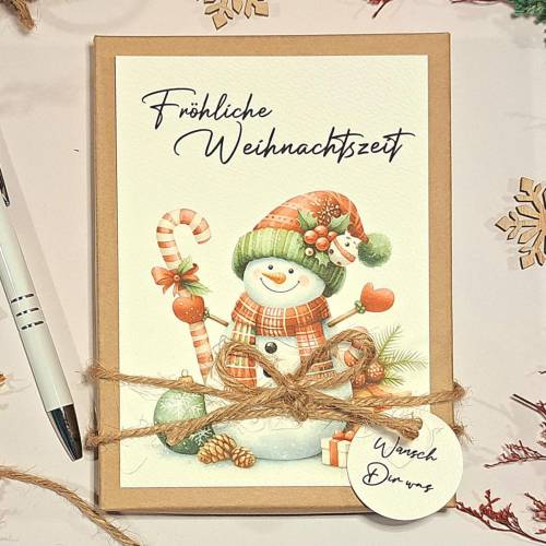 Personalisiertes Weihnachtsgeschenk: Schneemann Geschenkbox mit Namens als Geldgeschenk-Idee