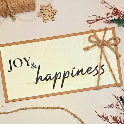 Handgefertigte Weihnachtskarte Joy & happiness – Gutscheinverpackung & Geldgeschenk Weihnachten