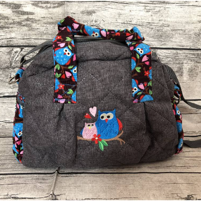 wunderschöne Handtasche  ~ Eulenreigen ~ Tasche KugelTasche Raumwunder