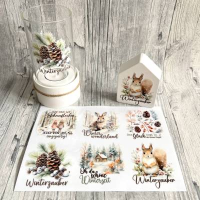 Rub Ons I Rub-On Modern WINTERWONDERLAND, A5, Motivfarbe bunt/farbig, z.B. f. Raysin / Keraflott, Winter, Winterzauber