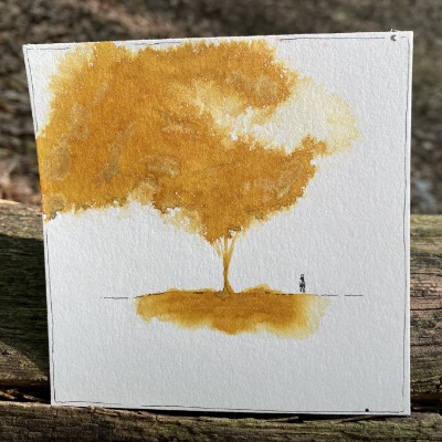 Verträumter Baum – Aquarell-Unikat auf Hahnemühle Papier