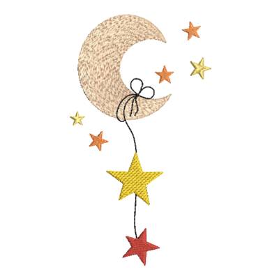 Stickdatei Mondgirlande Sterne