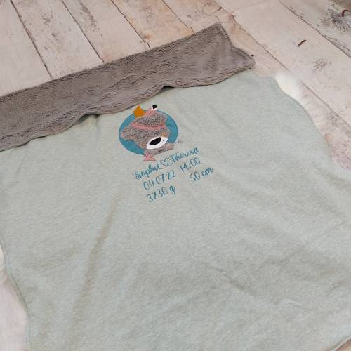 Babydecke Hase, personalisiert, 70x100cm, Musselin/Plüsch