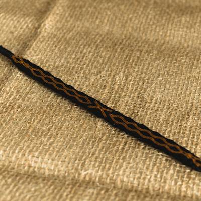 handgewebtes Armband, Freundschaftsband, Baumwolle, schwarz-braun, Brettchenweben