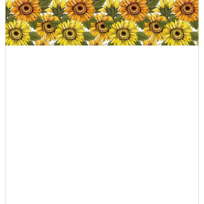 10 Bogen Briefpapier Sonnenblumen, DIN A5 blanko, Sonnenblumenfeld in Gelb-Orange-Farbtönen