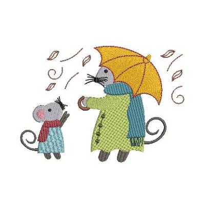 Stickdatei Maus Mäusemama Regentag Vollstickdatei