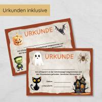 Halloween Indoor Schnitzeljagd Set für Kinder ab 6 Jahren mit 20 Hinweisen, Urkunde, Spielen & Ausmalbildern Bild 5
