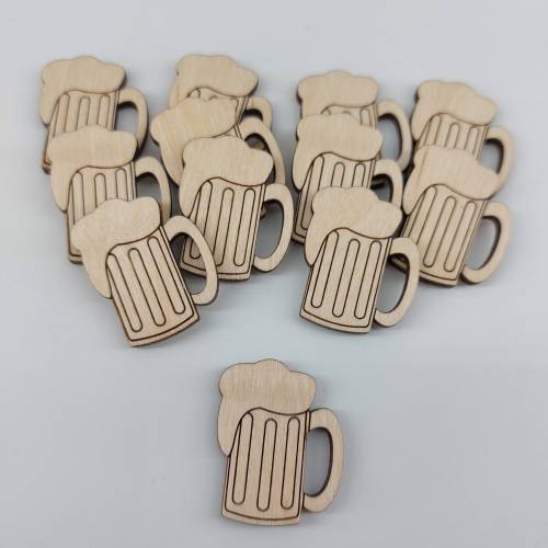 Bierkrug 12-Teile Holz zum Basteln Verzieren Gestalten Dekorieren Tischstreu Oktoberfest Konfetti Streudeko DIY 