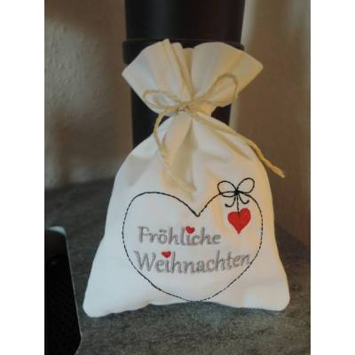 Stickdatei ITH Saeckchen mit Motiv Säckchen Fröhliche Weihnachten Advent Nikolaus Geschenk 