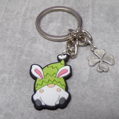 Zwerg Gnom Schlüsselanhänger PVC Gummi Glücksbringer Hase