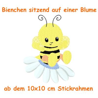 Stickdatei Biene 10x10 mit Blume stickmotiv stickmuster bienen frühling spring honig blumen