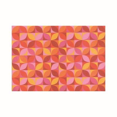 10 Briefumschläge Retrogeometrie, Geschenkumschlag all over mit Retromuster in Pink-Rot-Orange-Farbtönen