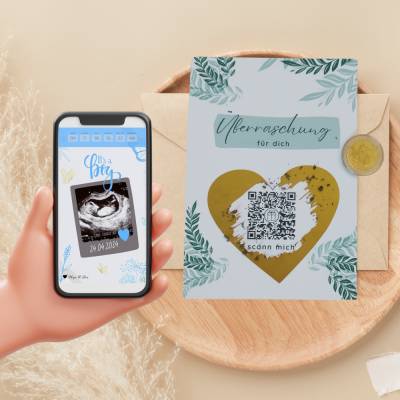 Schwangerschaft verkünden als Rubbellos | Its a boy | Personalisierte QrCode Geschenkkarte
