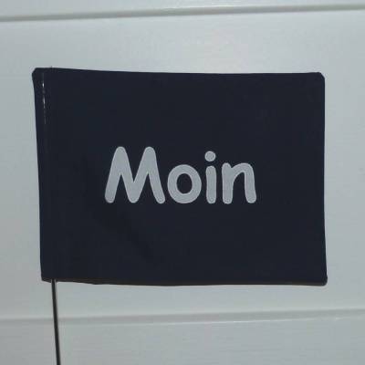 handgemachte Fahrradfahne mit Name und Anker aus Biobaumwolle in 13 Farben