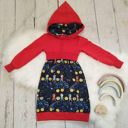 Gr. 98, Kleid mit Laternenkinder, rot