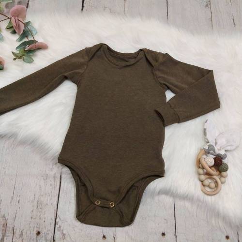 Body, Kurz- oder Langarm, khaki meliert, Gr. 50-110