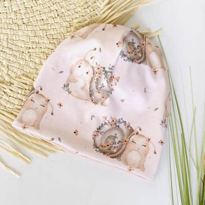 Beanie Mütze Pastell rosa Schnecken Mädchen