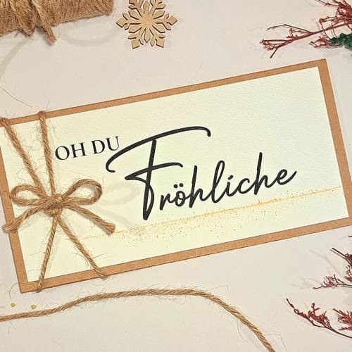 Weihnachtskarte Oh du Fröhliche – Gutscheinverpackung & minimalistisches Geldgeschenk zu Weihnachten