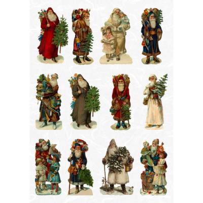 Reispapier - Motiv Strohseide - A4 - Decoupage - Vintage - Weihnachten - Santa - 200237