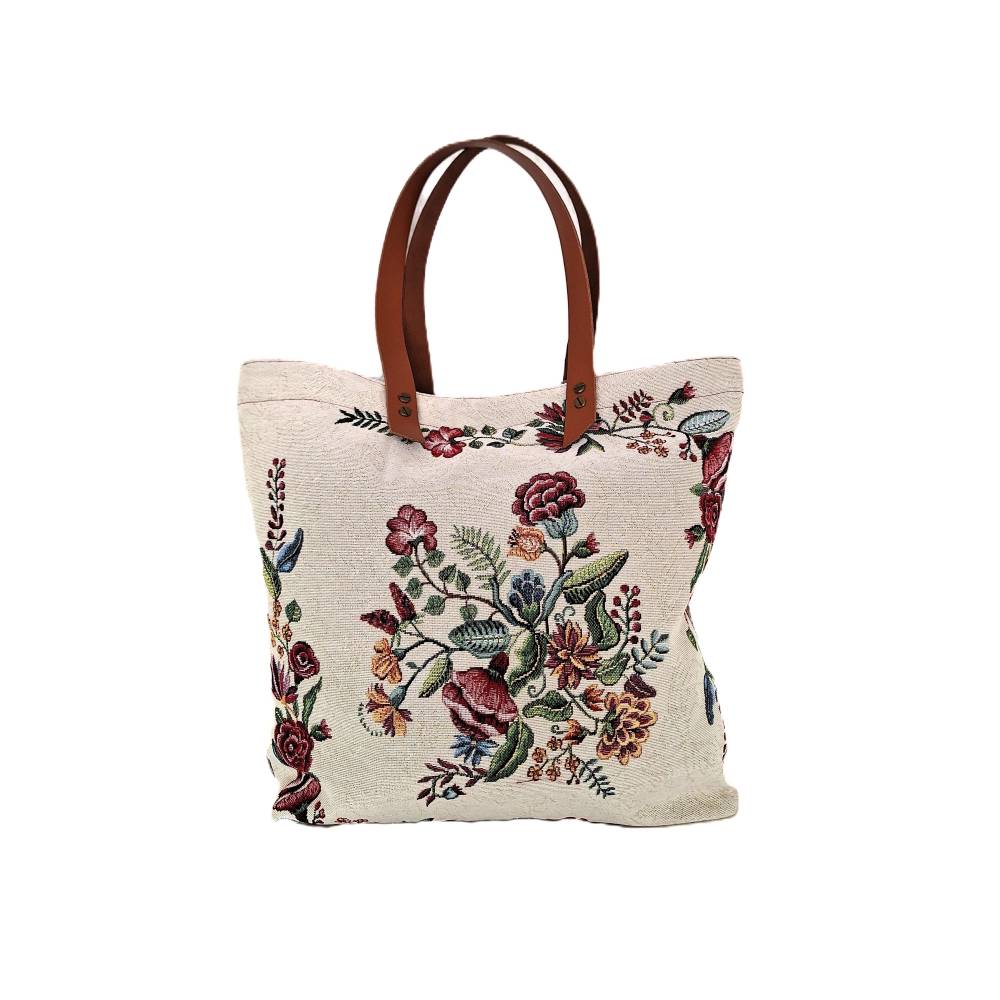 Shopper, Stofftasche Gobelin mit Blumenmuster