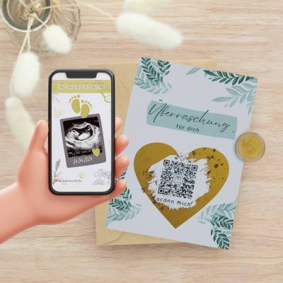 Schwangerschaft verkünden | Its a baby | Personalisierte QrCode Rubbelkarte