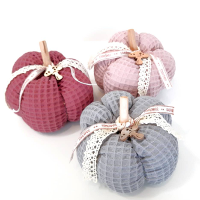 Großer Stoffkürbis aus Waffelpique, herbstliche Deko-Kürbisse (1 Stk.)