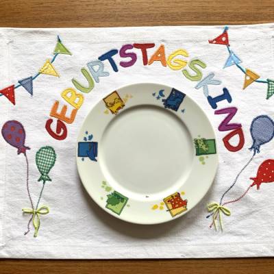 Tischset GEBURTSTAGSKIND, Tischdecke, Geburtstag, Tischläufer, Geburtstagsdeko, Luftballons, Girlande,