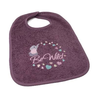 Lätzchen mit Druckknopf Namen und Motiv Elefant bestickt, Geschenk zur Geburt, Taufe, Babylätzchen